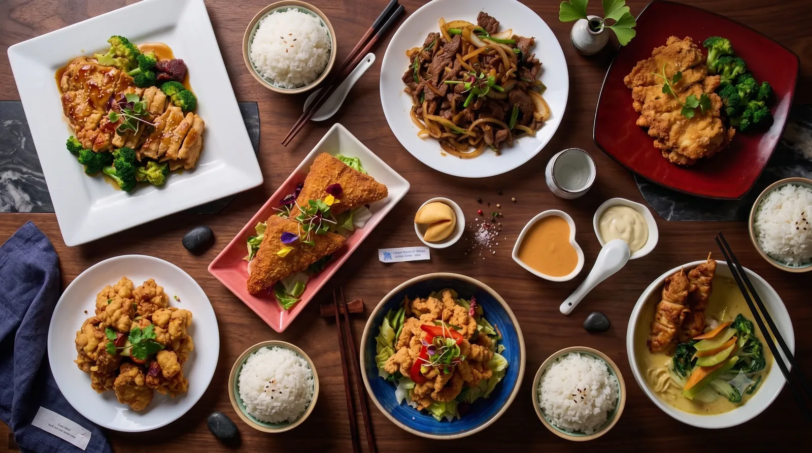 A spread of Canton Dragon dishes