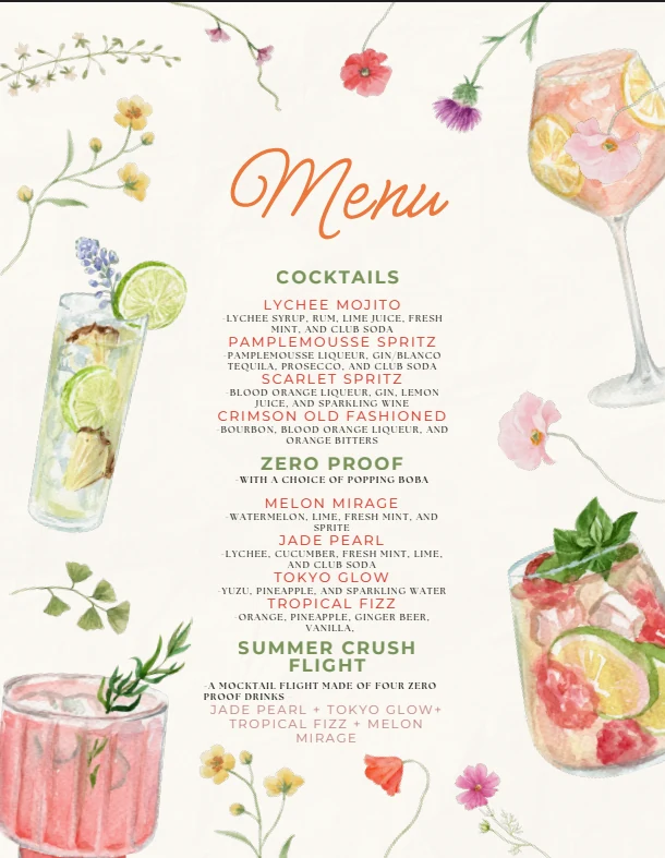 Summer 2026 Cocktail Menu