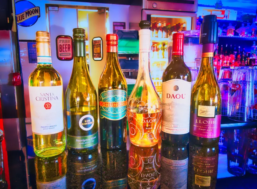 Wine bottles at Canton Dragon bar
